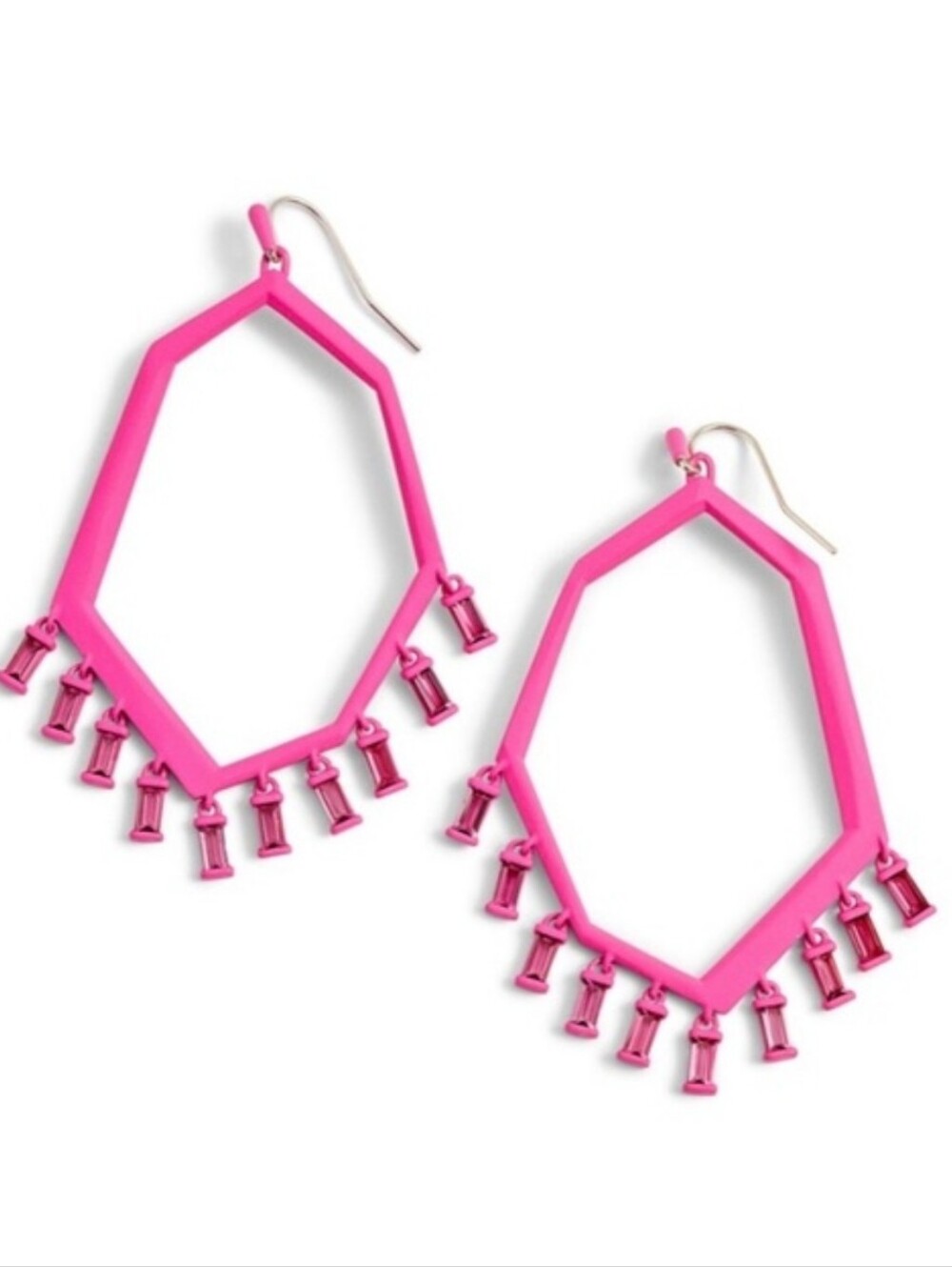 Kendra Scott Hot Pink Matte Thomas Drop Earrings Crystal Dangle - Picture 4 of 10